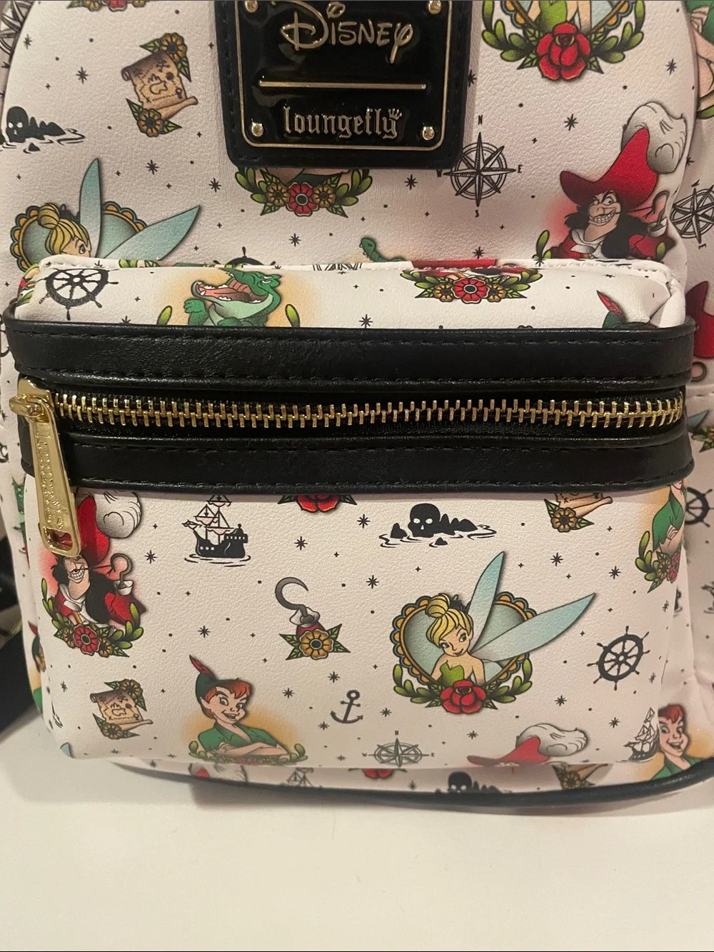 Loungefly White Disney Peter Pan Tattoo Print Mini Backpack